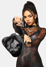 Despair Thistle Beaded Kiss Lock Pouch Bag