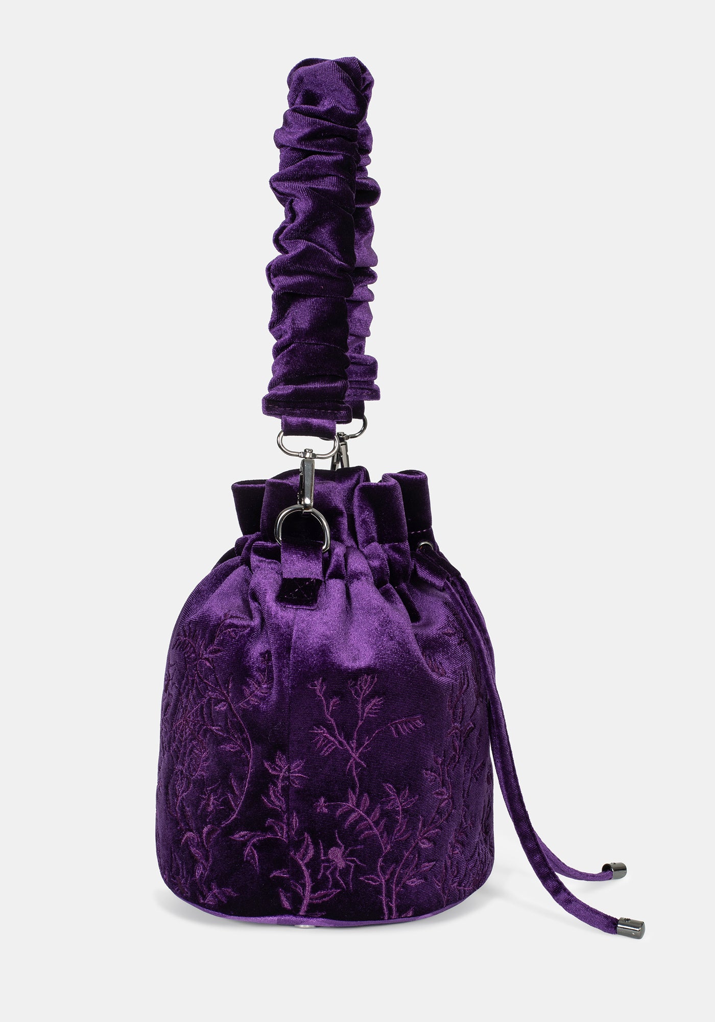 Tamsin Purple Velvet Bucket Bag – Disturbia