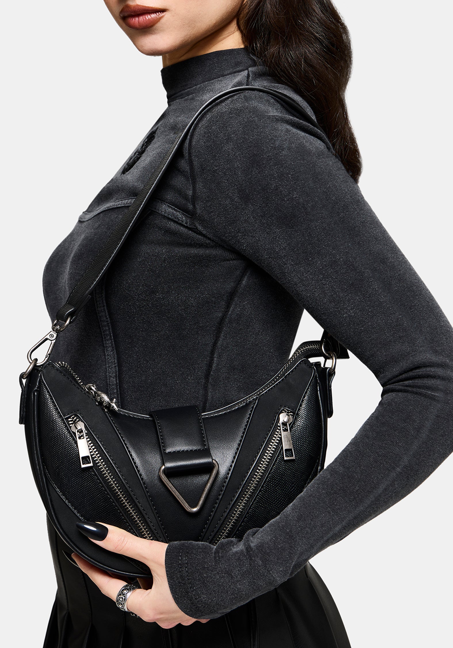 Colette Rat Zip Triangle Hardware Shoulder Bag – Disturbia