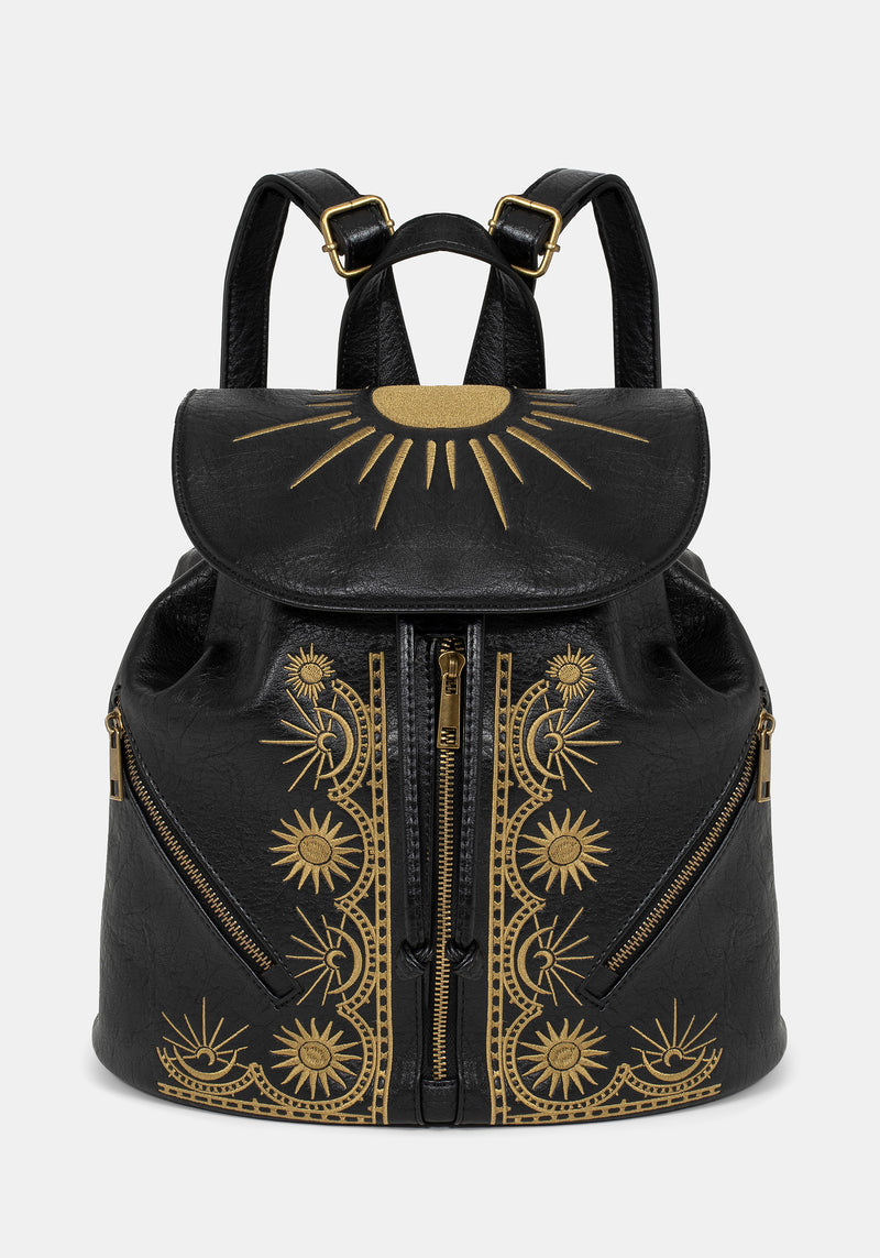 Gold-Accent Moon Embroidered Light Blue Backpack Purse Kanken Outlong Backpack Embroidered Mountain: Custom Moon  main image 4