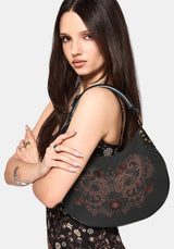 Shade Embroidered Crescent Shoulder Bag