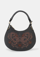 Shade Embroidered Crescent Shoulder Bag