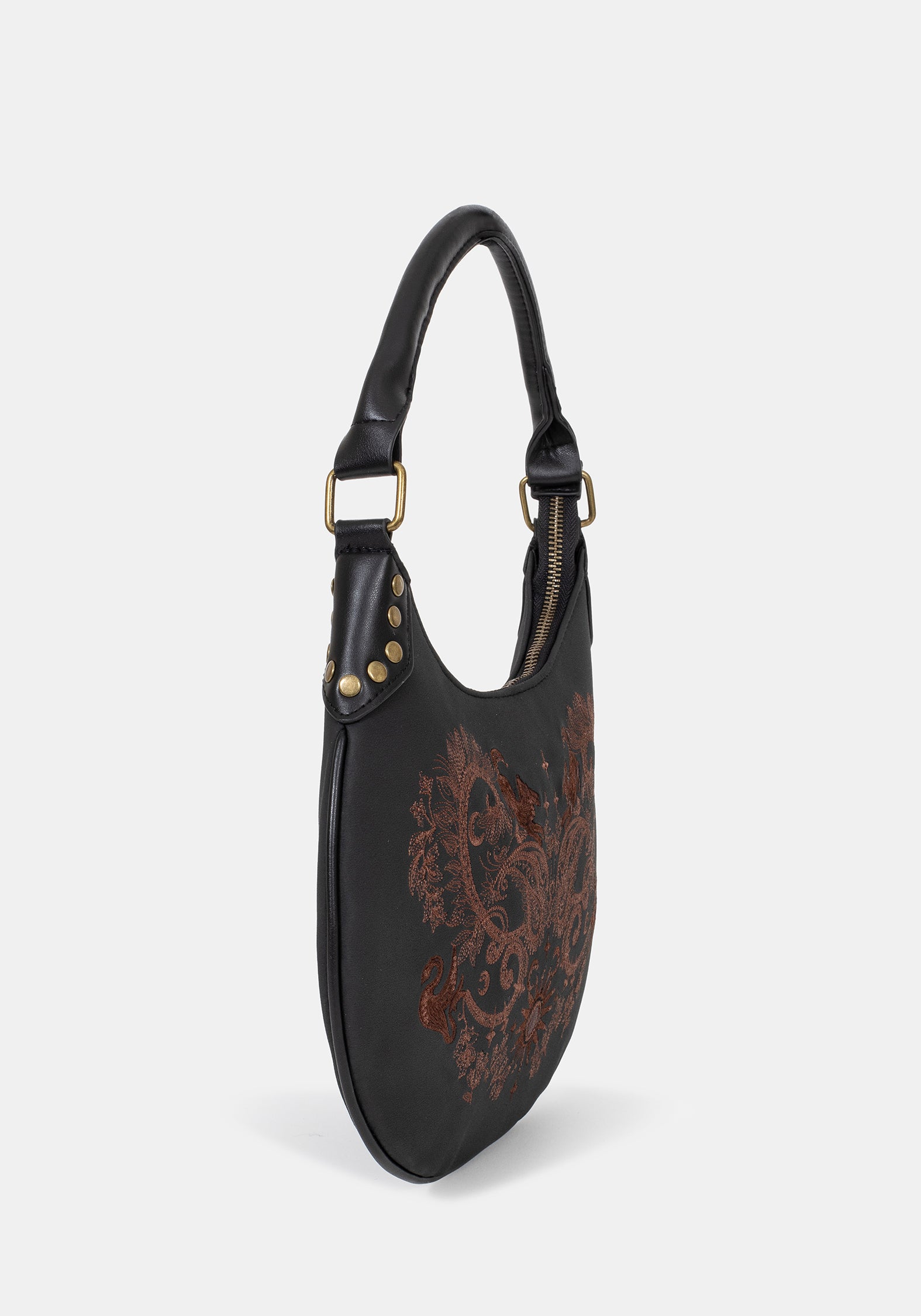 Shade Embroidered Crescent Shoulder Bag