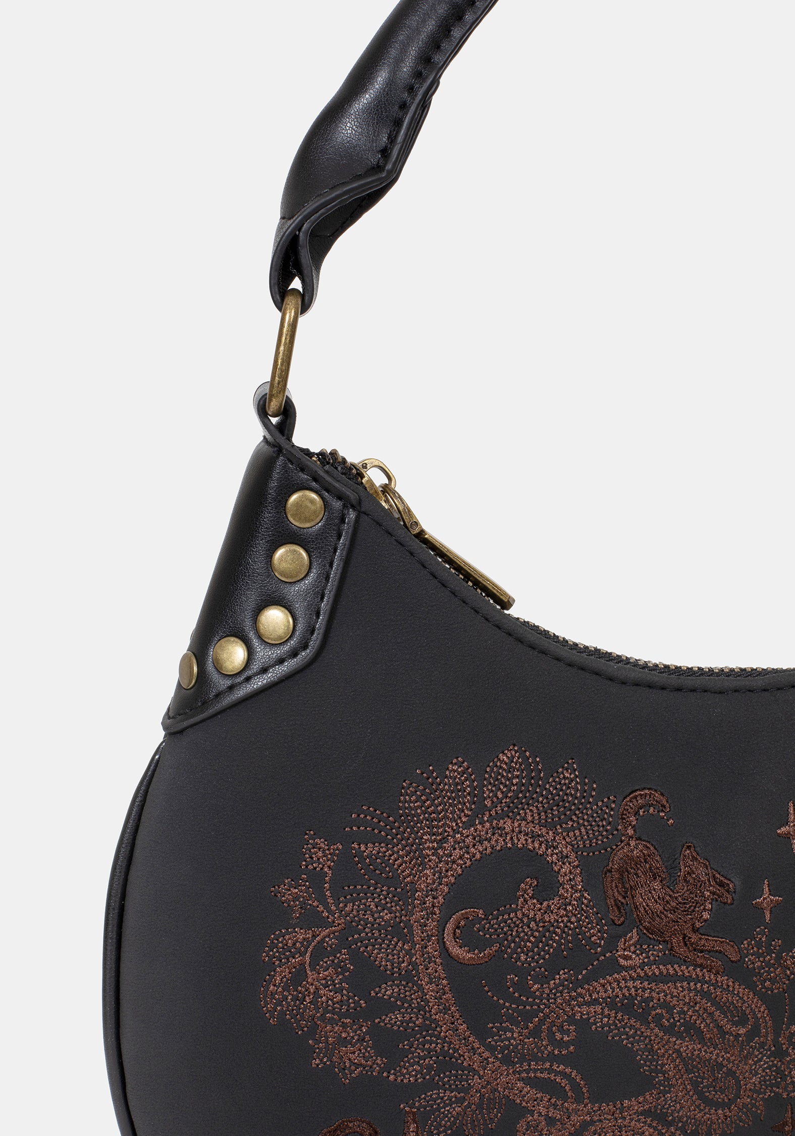 Shade Embroidered Crescent Shoulder Bag