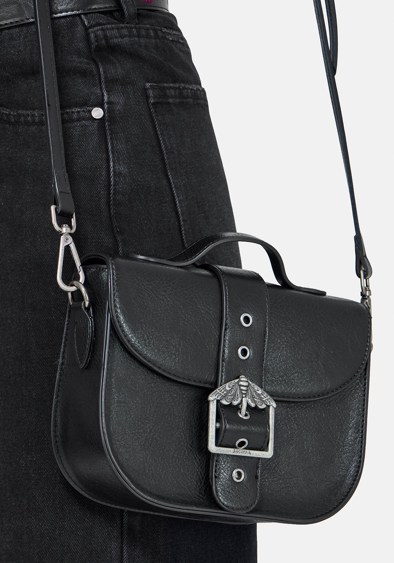 Rosamoth Buckle Crossbody Satchel Bag - Black – Disturbia