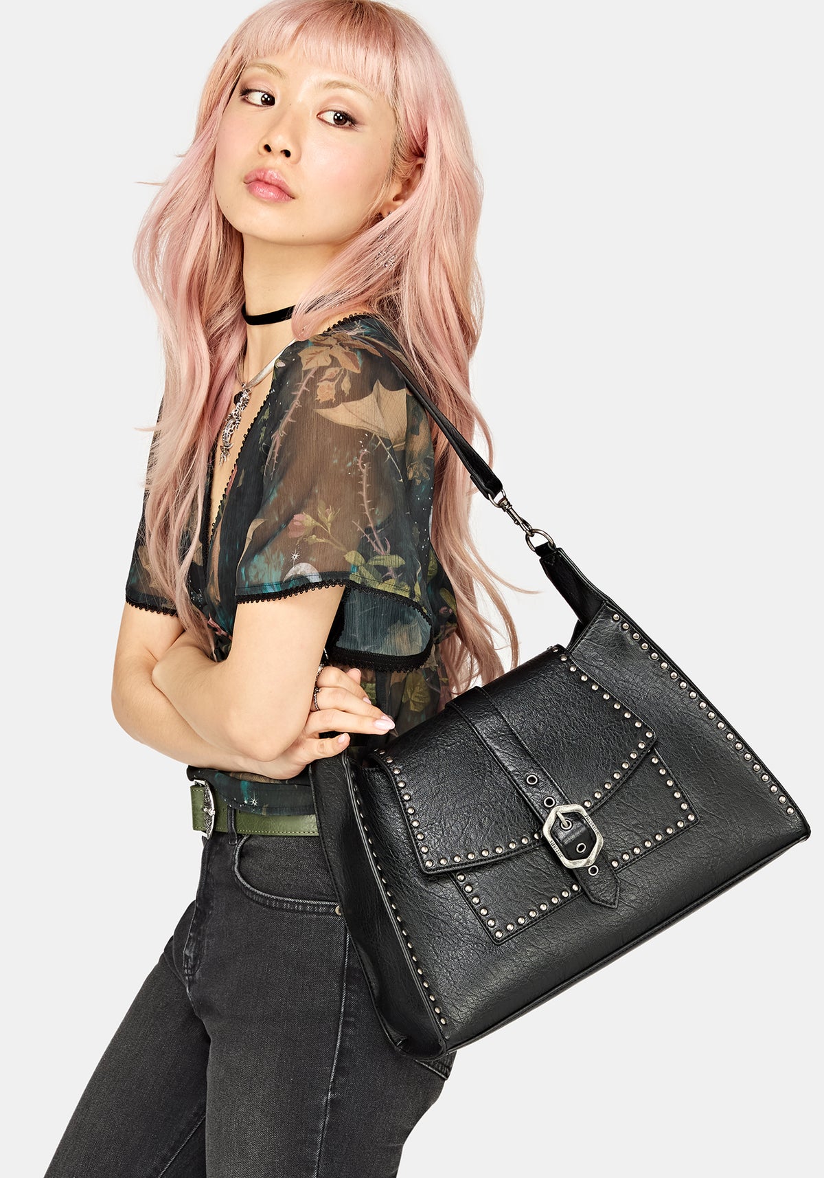 Trogan Rivet Buckle Shoulder Bag