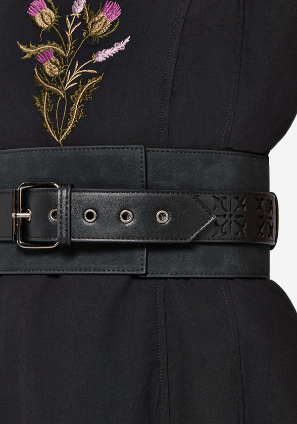 Eugenia Cross Cut Out Detail Faux Suede Waist Belt