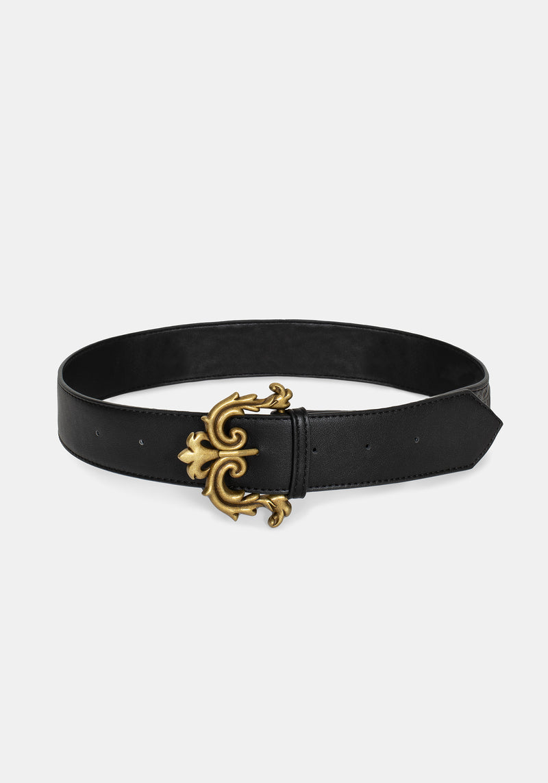 Black fleur de lis leather belt Fleur De Lys Leather Belt - Cellar Leather main image 4