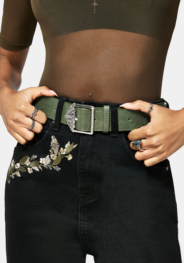 Rosamoth Debossed Buckle Belt - Green