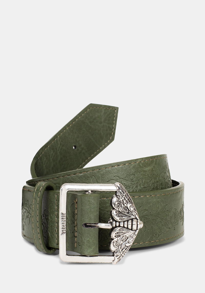 Rosamoth Debossed Buckle Belt - Green