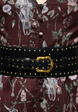 Brux Rivet Detail Buckled Waist Belt