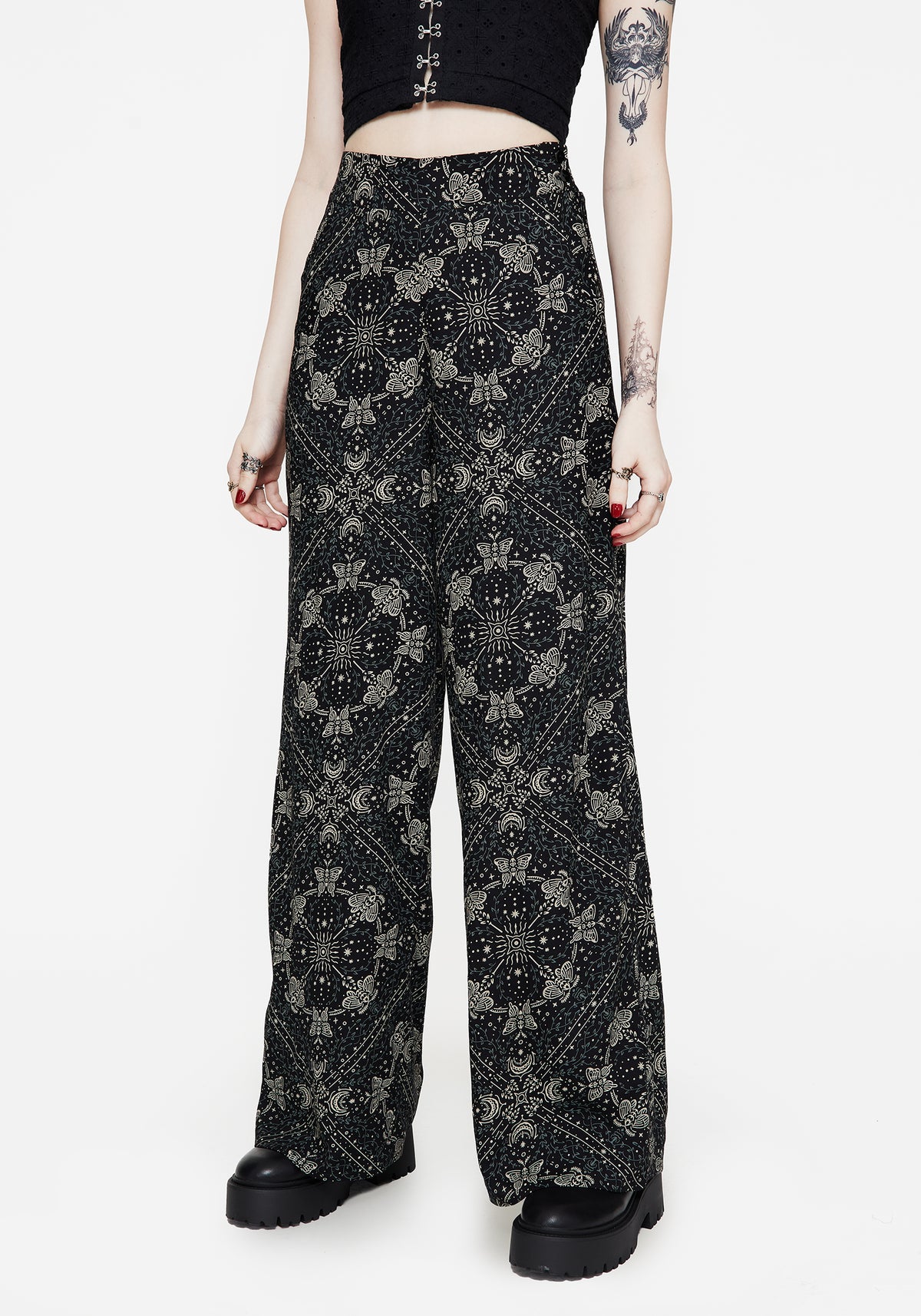 Poem Moth Printed Wide Leg Trouser UK10