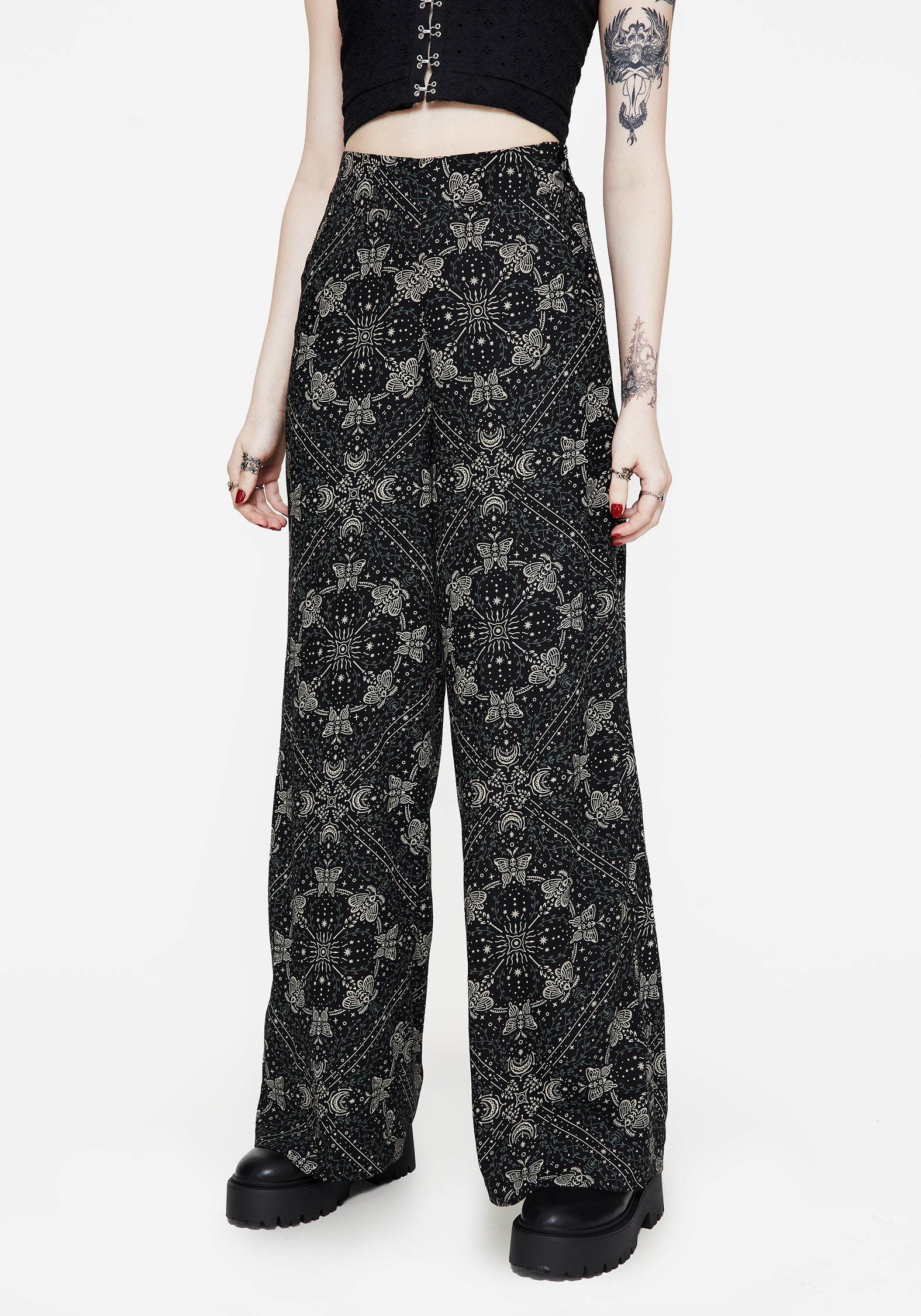 Poem Moth Printed Wide Leg Trouser UK10