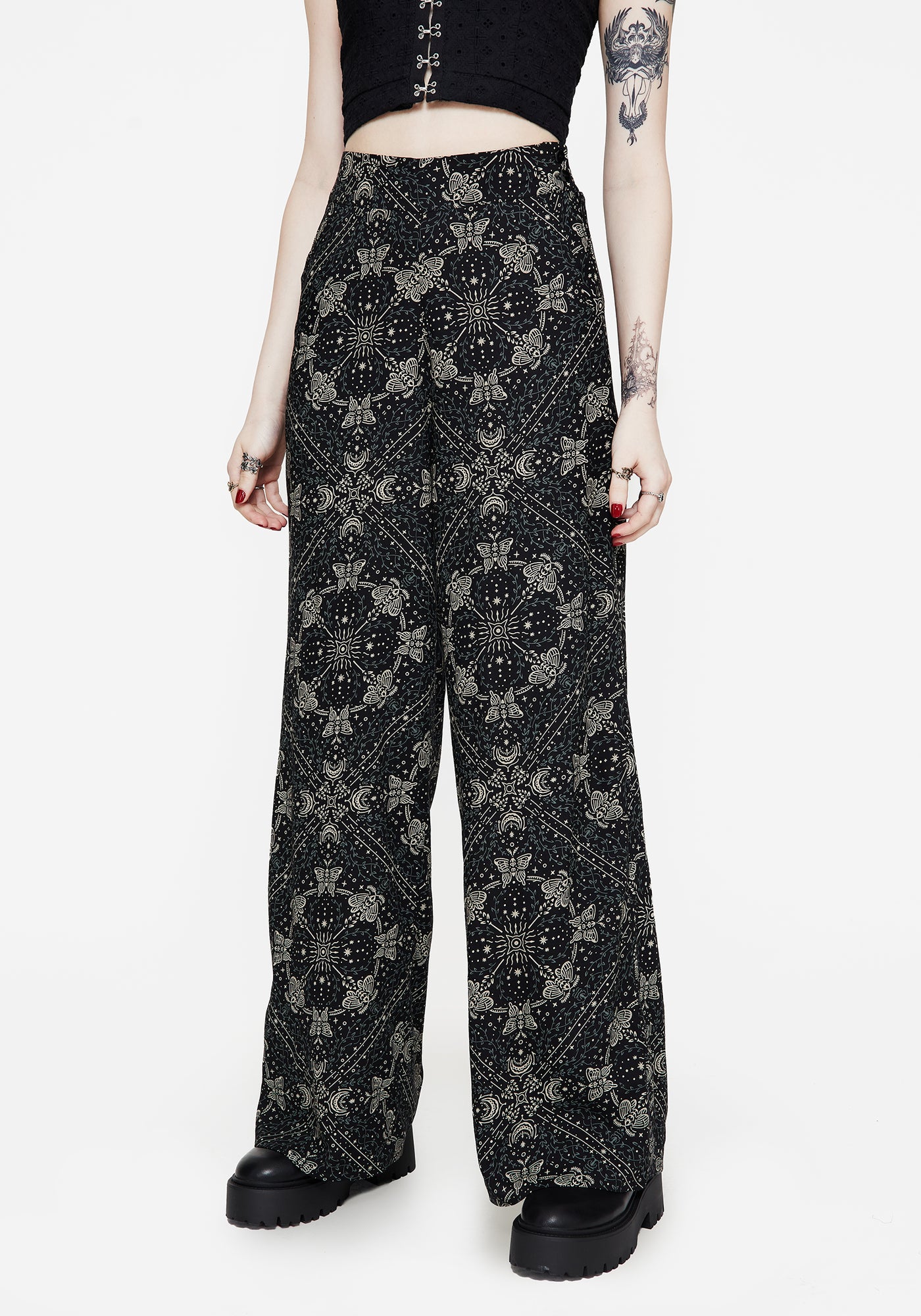 Poem Moth Printed Wide Leg Trouser | Disturbia - Shop Women's