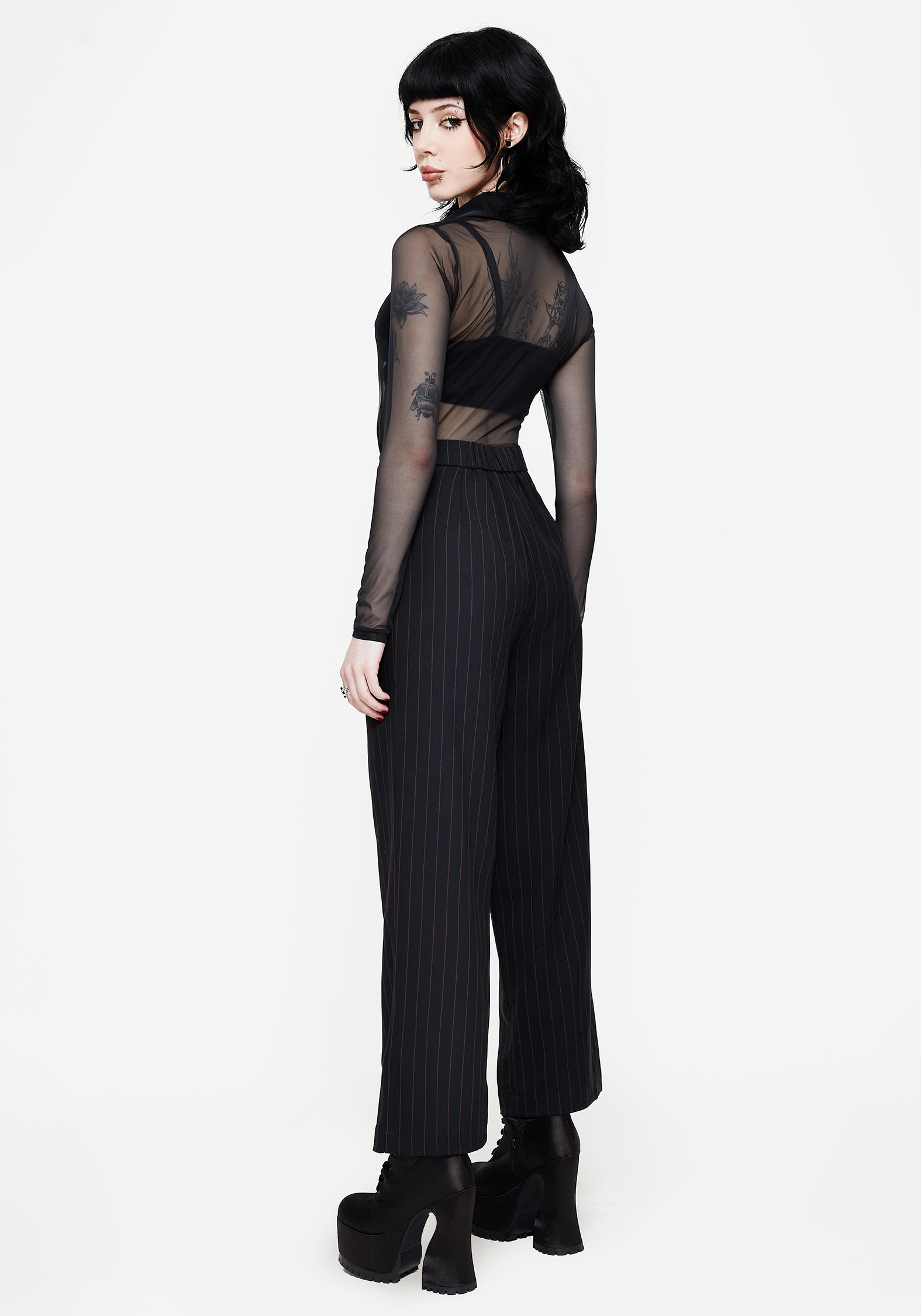 Enyo Belt Detail Stripe Wide Leg Trouser