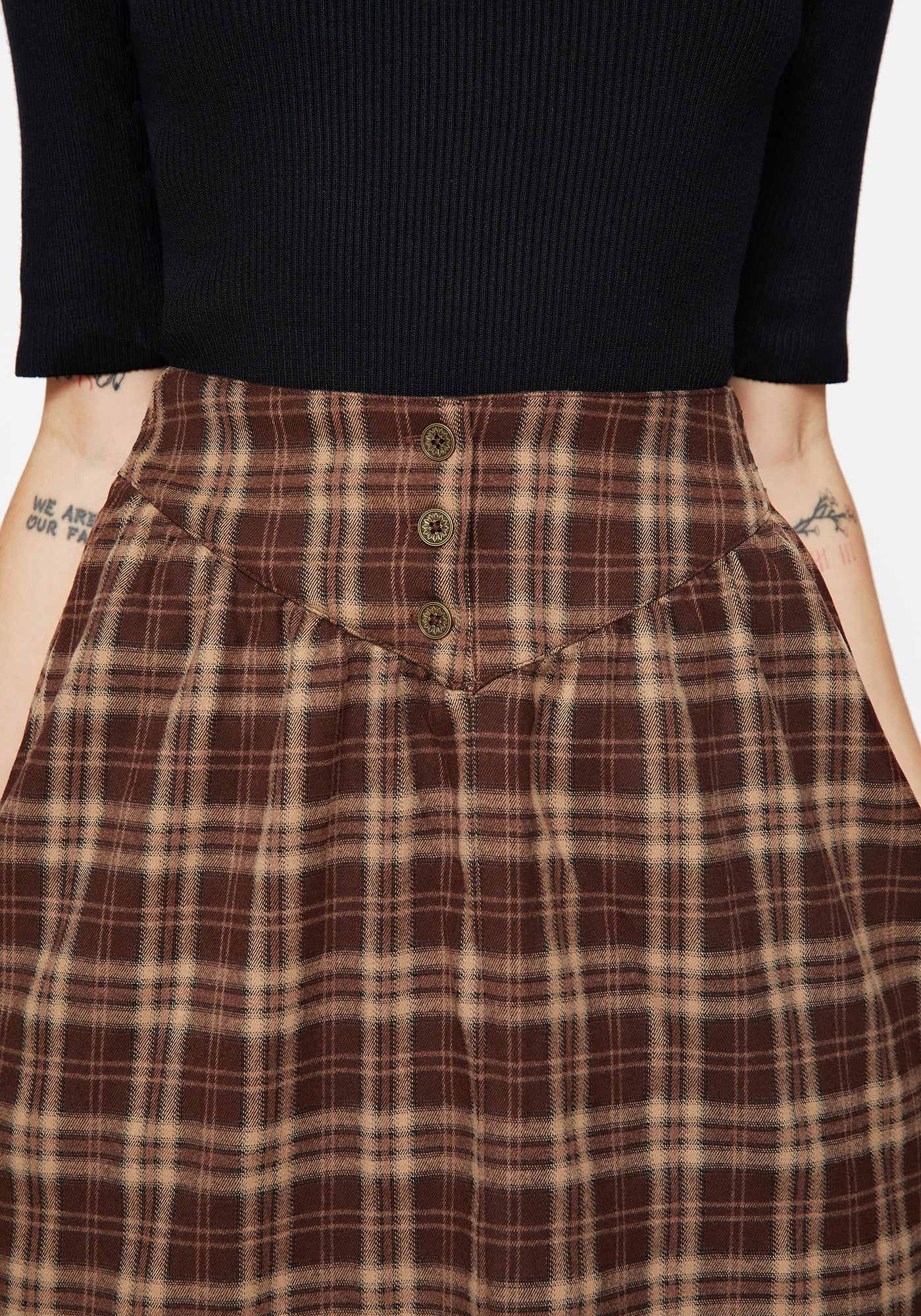 Milo Check Button Down Front Split Midi Skirt – Disturbia
