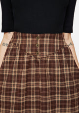 Milo Check Button Down Front Split Midi Skirt