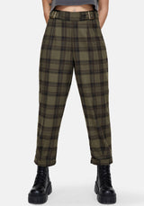 Cecily Buckle Detail Check Balloon Trousers