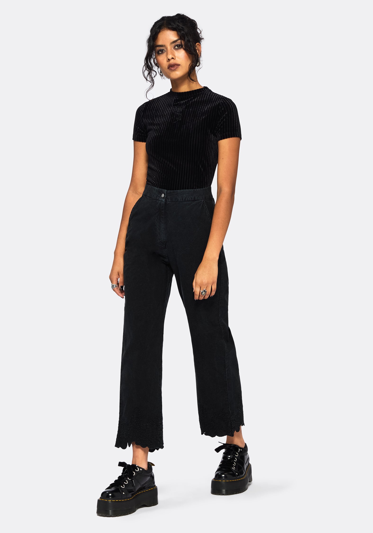 Ceres Cotton Moth Broderie Hem Trousers