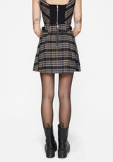 Aiden Check Buckle Detail Mini Skirt