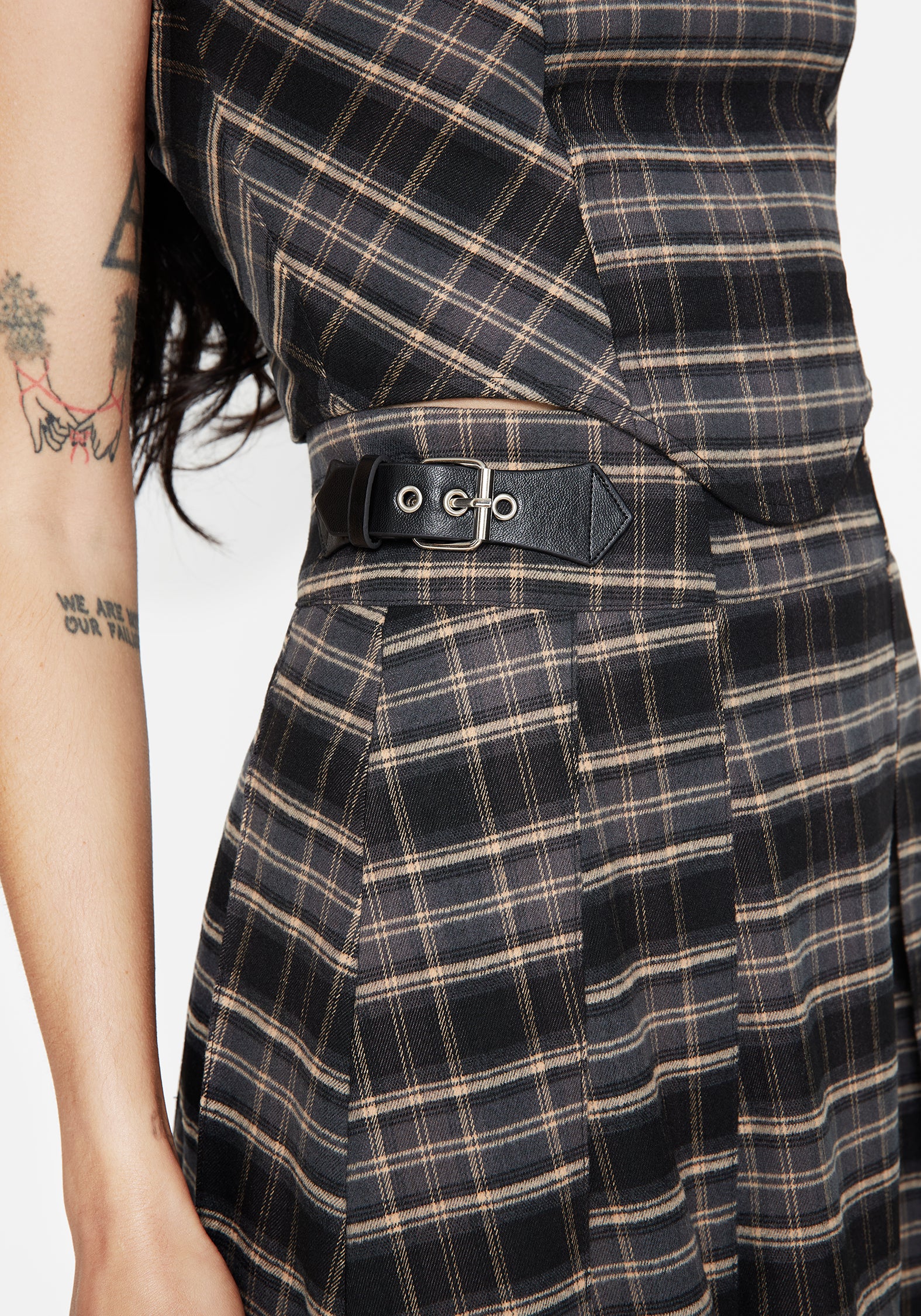 Aiden Check Buckle Detail Mini Skirt – Disturbia