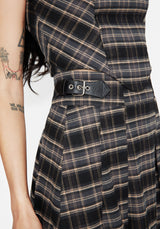 Aiden Check Buckle Detail Mini Skirt