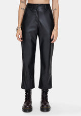 Blackwater Debossed Faux Leather Straight Leg Cropped Trousers