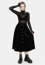 Nova Velour Frog Closure Midi Skirt