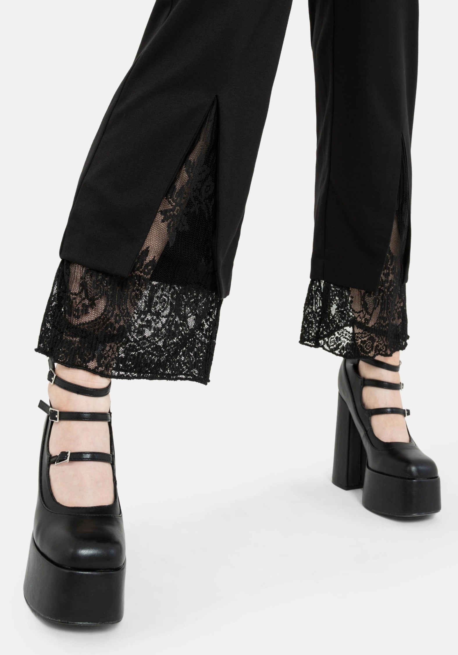 Orchid Lace Insert Pleated Hem Straight Leg Trouser – Disturbia