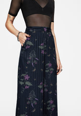 Cassandra Satin Stripe Thistle Print Trouser