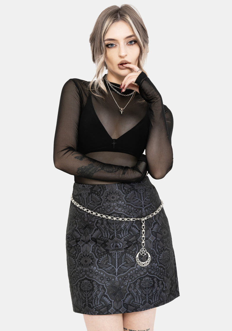 Nocturna Jacquard A Line Mini Skirt