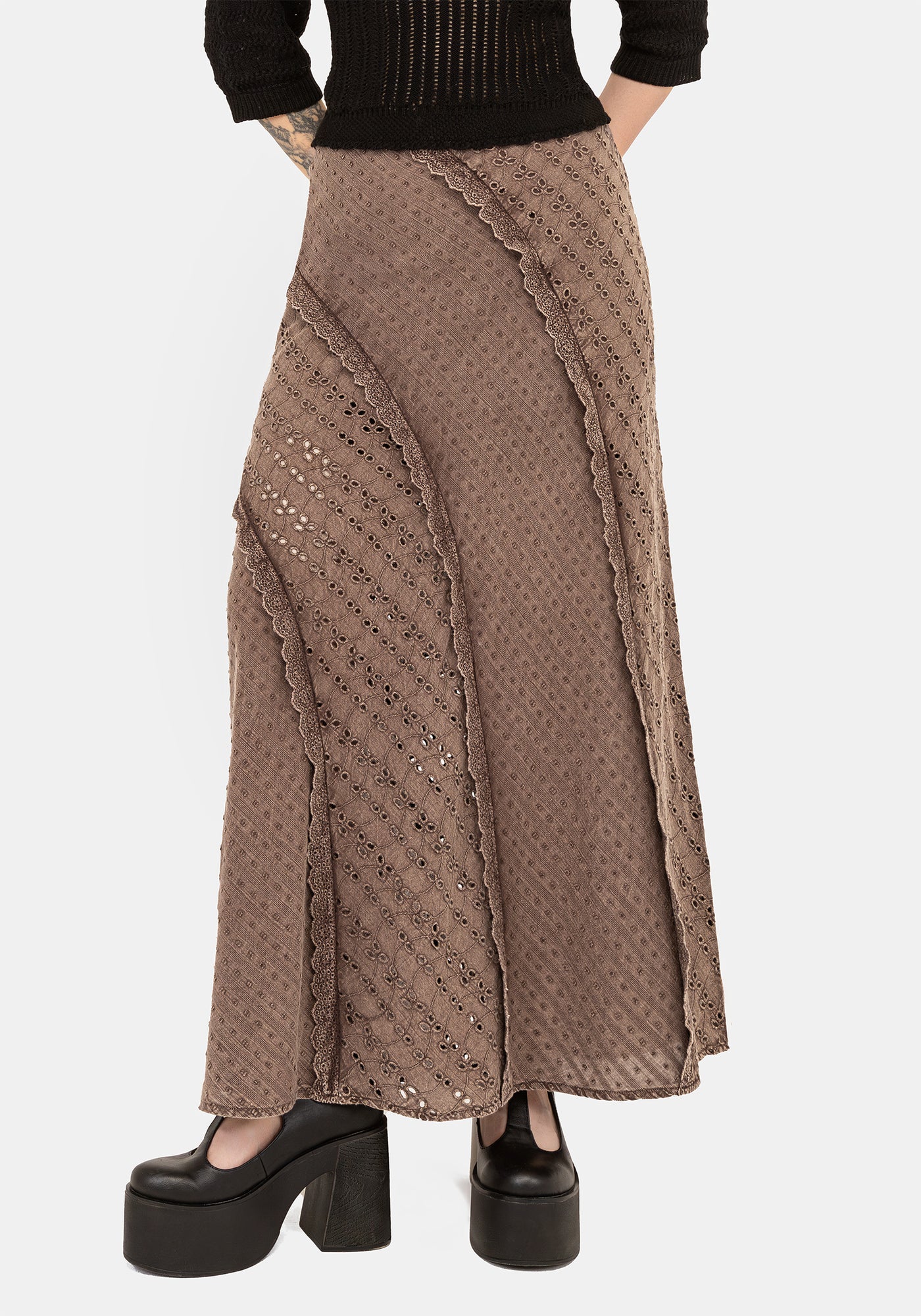 Summerisle Cotton Broderie Detail Midaxi Skirt | Disturbia - Shop