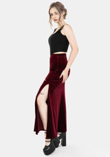 Virosa Floral Embroidered Velour Maxi Skirt