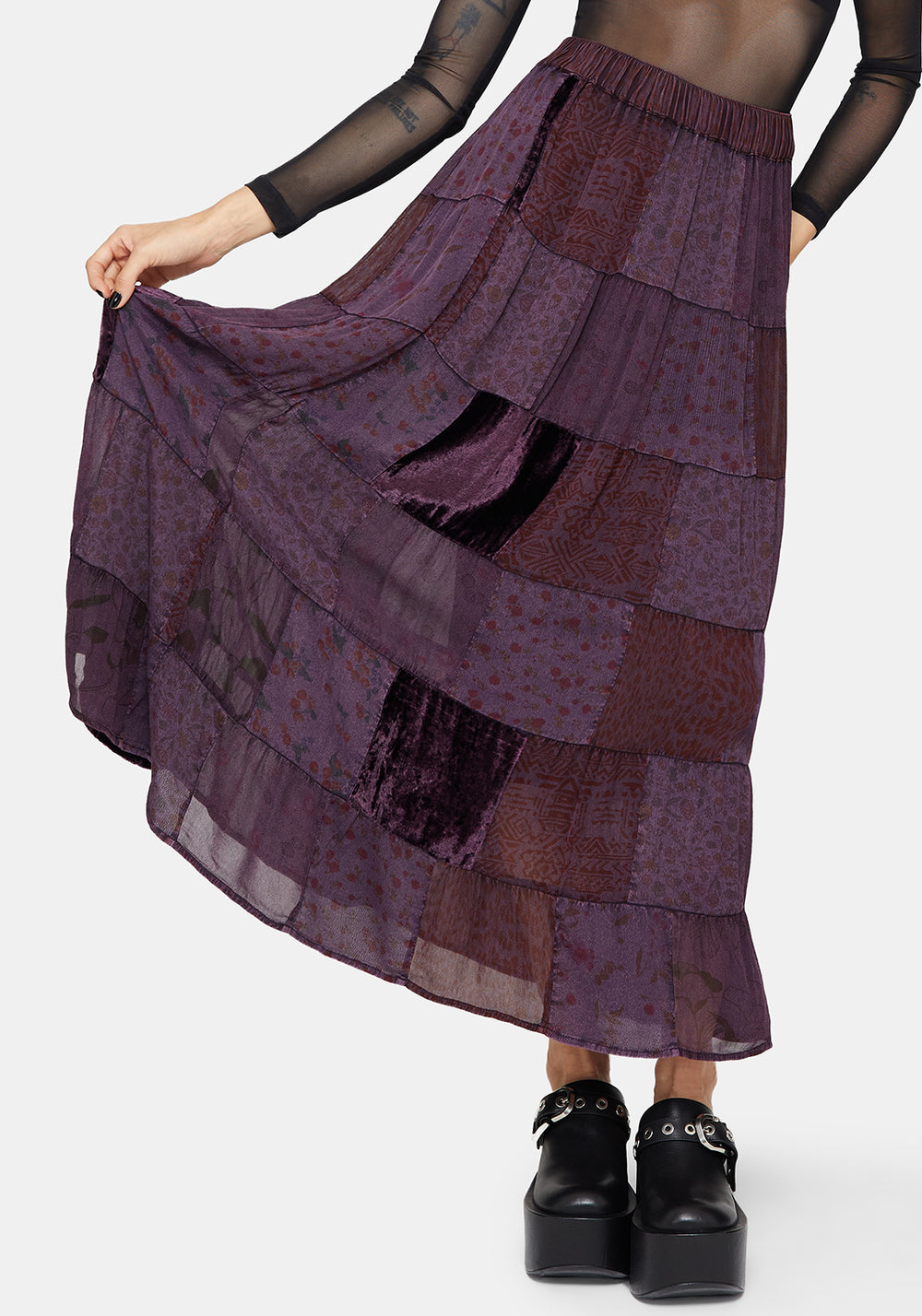 Mabel Floral Printed Patchwork Skirt – Disturbia