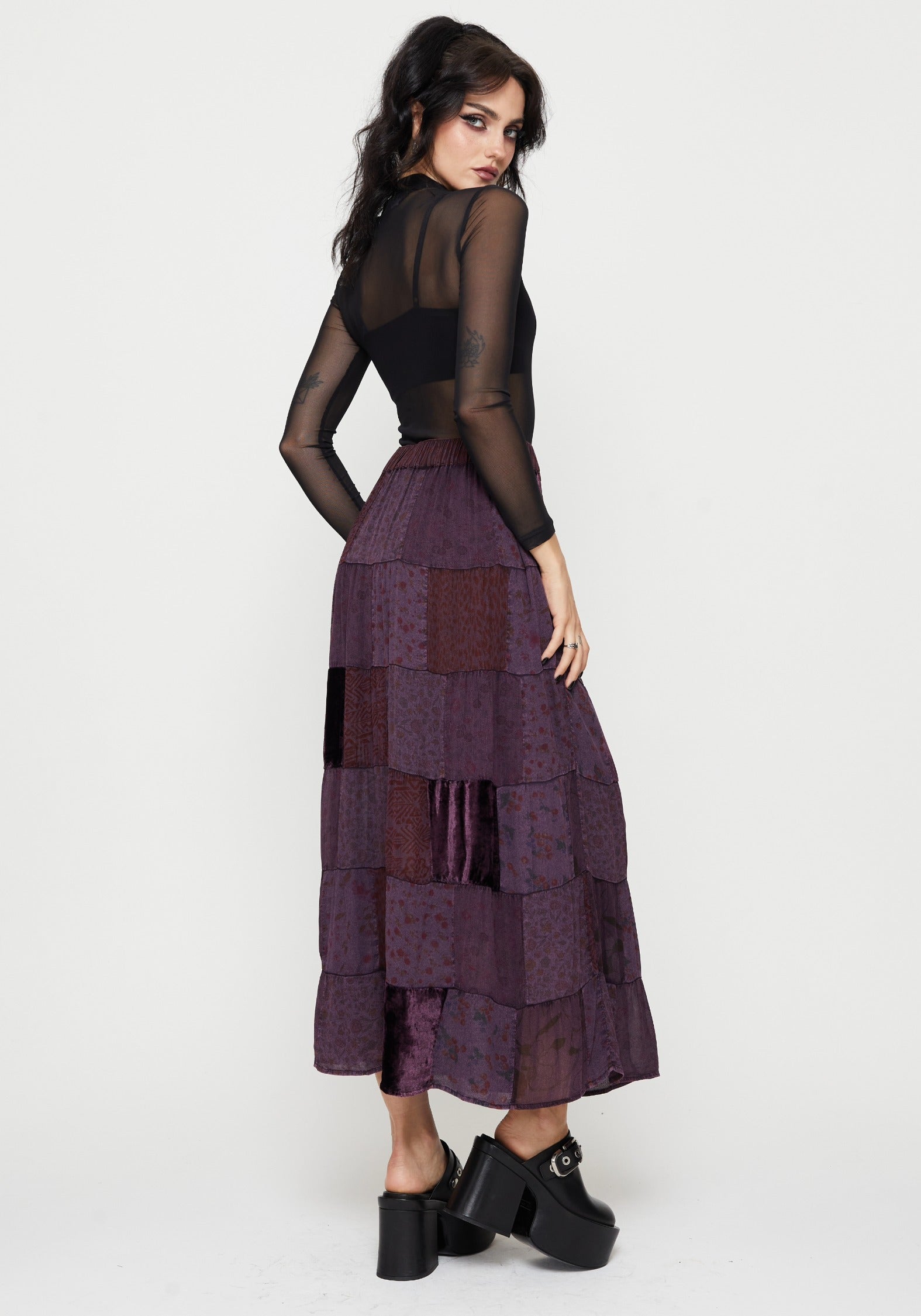 Mabel Floral Printed Patchwork Skirt – Disturbia