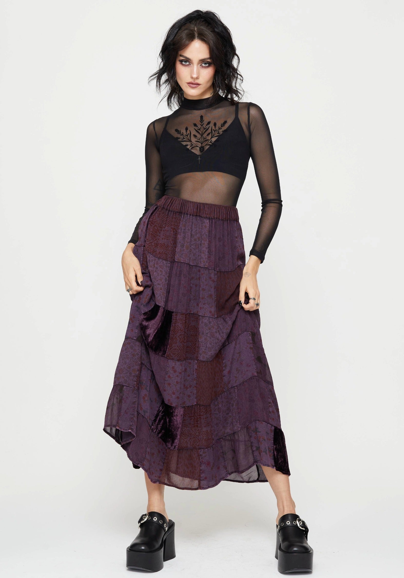 Mabel Floral Printed Patchwork Skirt – Disturbia