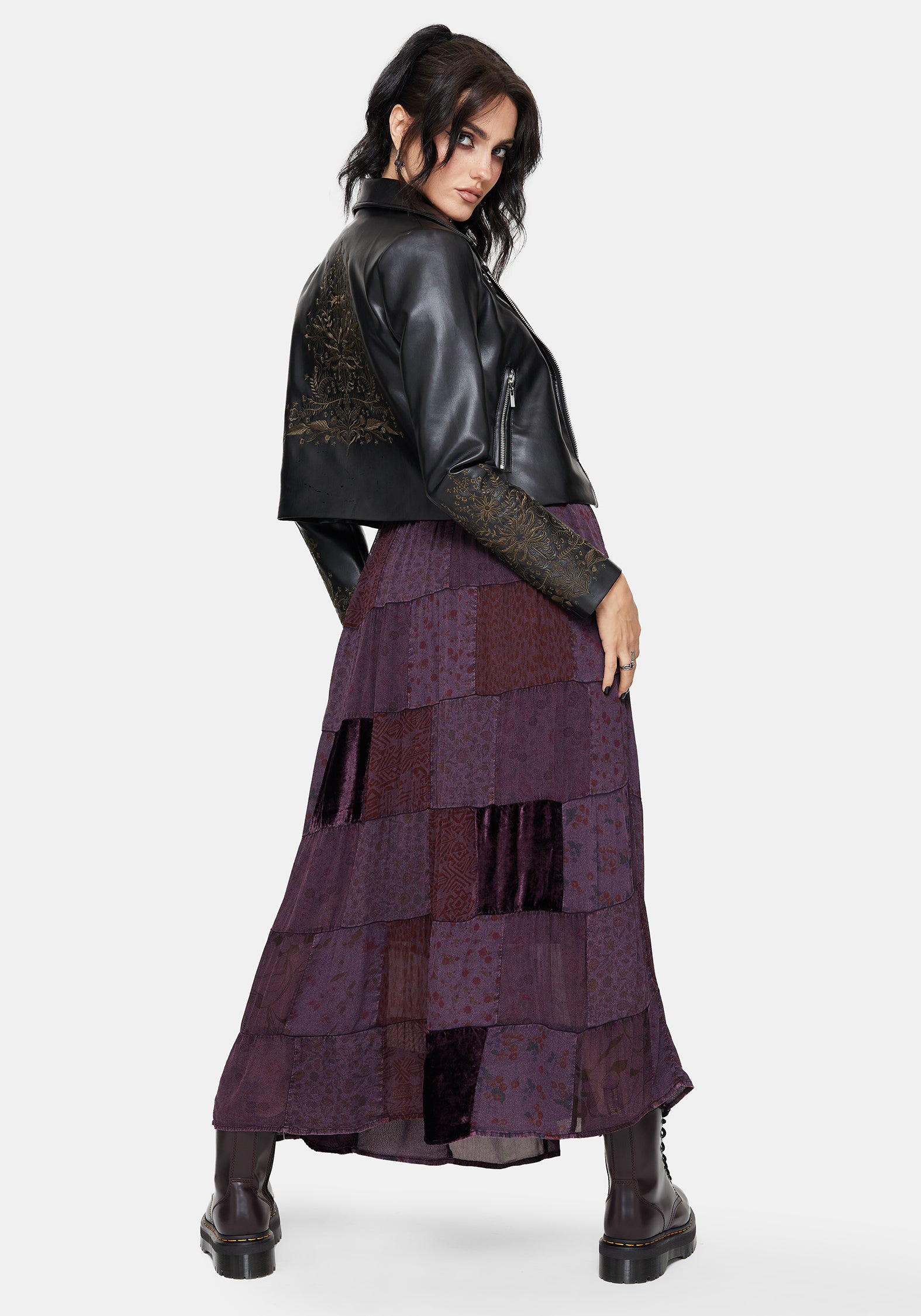Mabel Floral Printed Patchwork Skirt – Disturbia