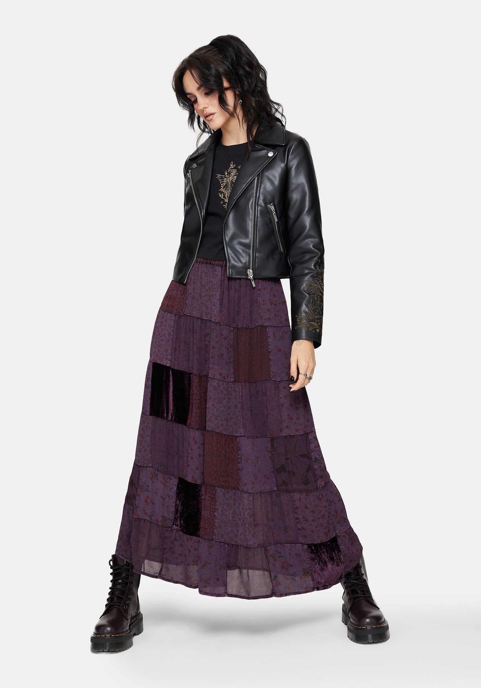 Mabel Floral Printed Patchwork Skirt – Disturbia