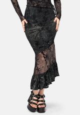 Maeira Tiered Grey Flocked Midaxi Skirt