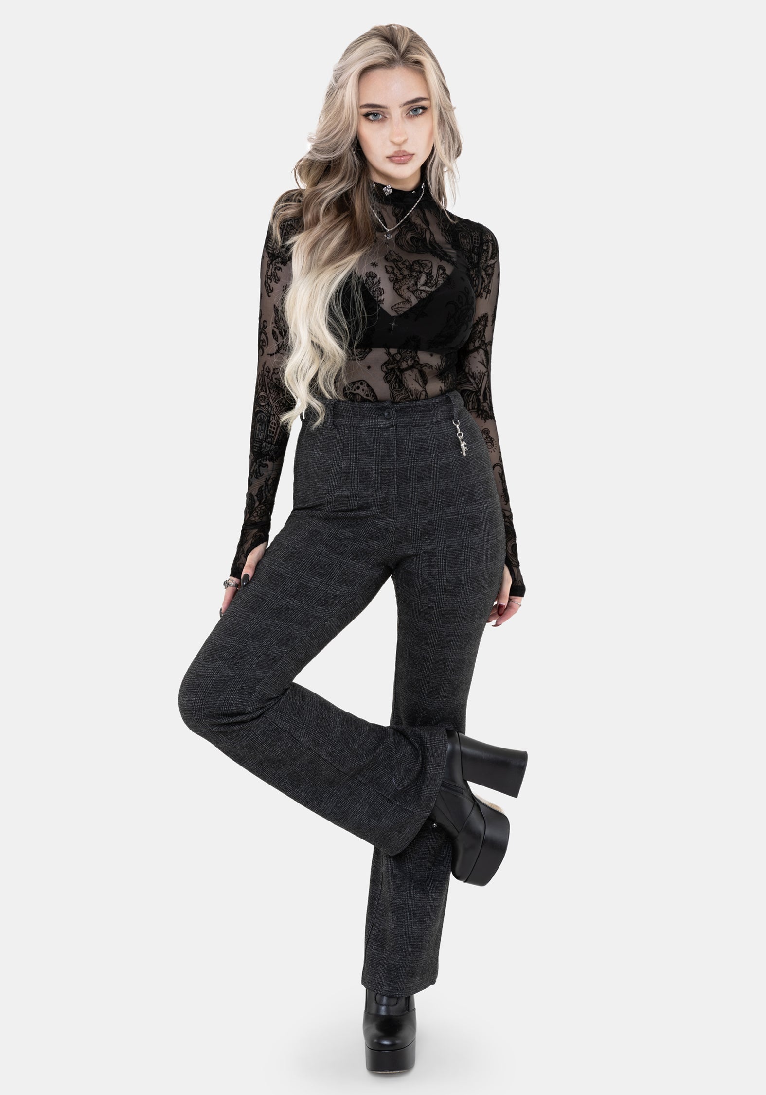 Moura Check Fit And Flare Trouser With Charm