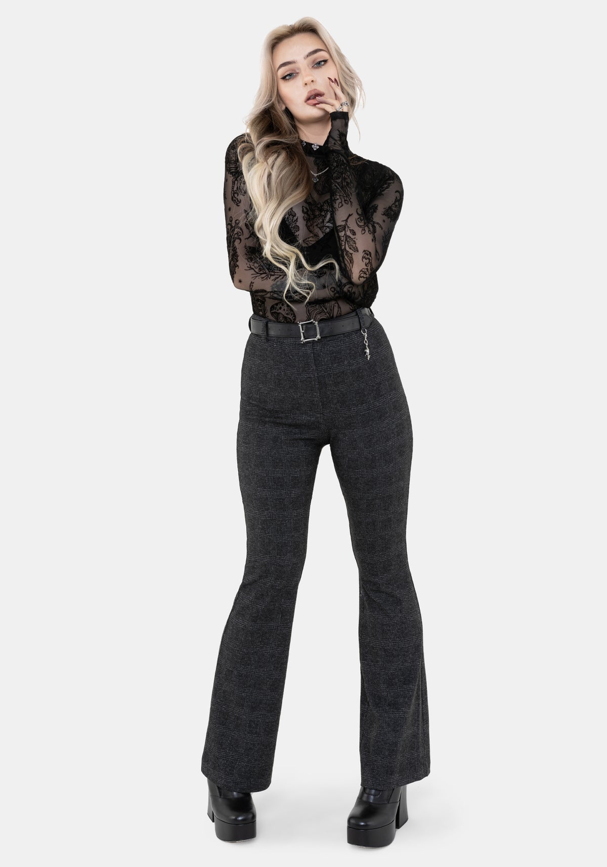 Moura Check Fit And Flare Trouser With Charm
