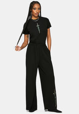 Aelin Sword Embroidered Short Sleeve Ribbed Top