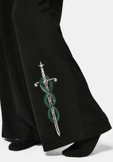 Aelin Sword Embroidered Wide Leg Ribbed Trouser