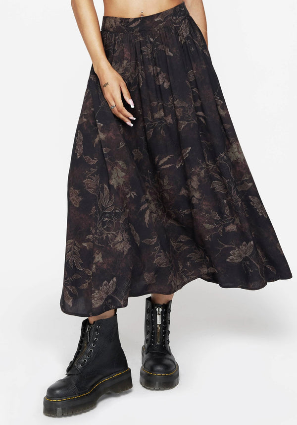 Ashmire Woodland Moth Print Midi Skirt