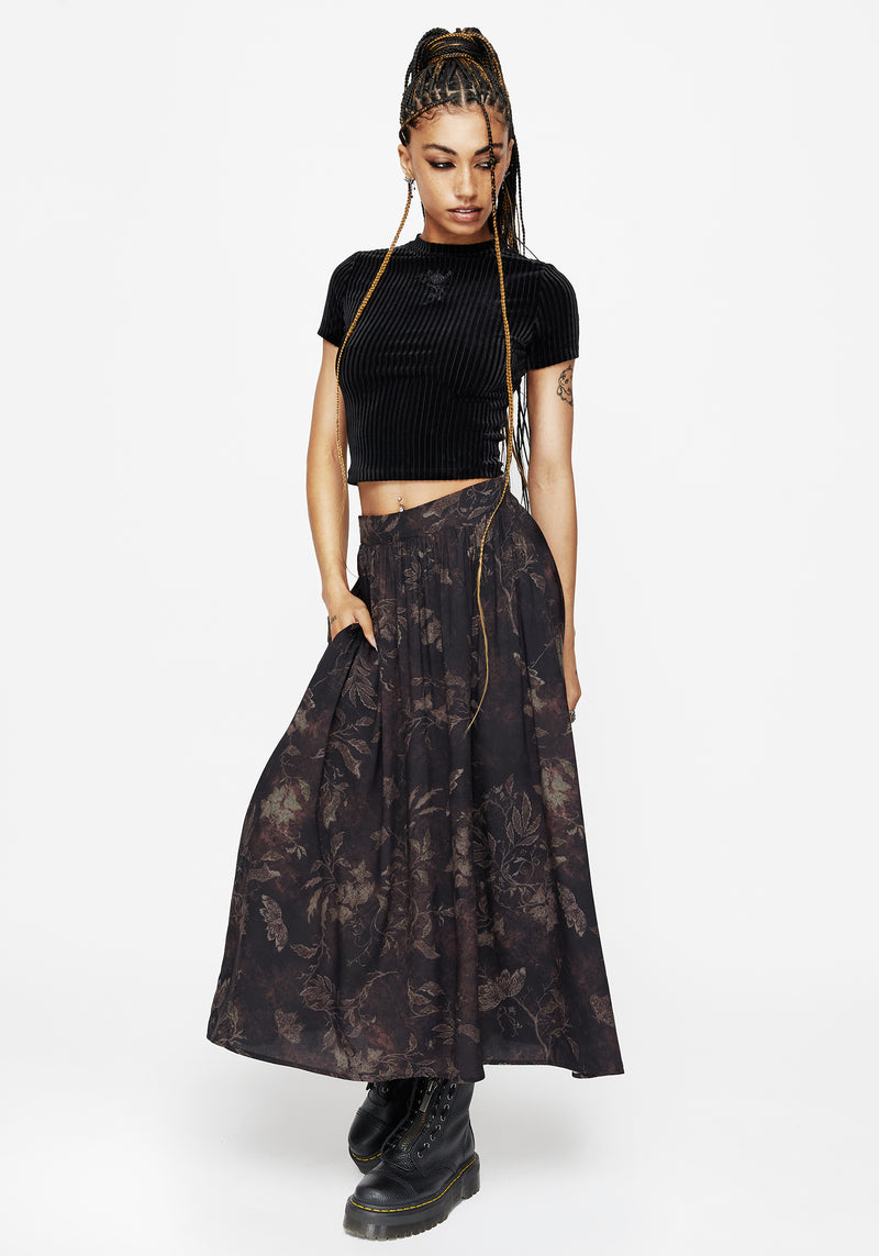 Ashmire Woodland Moth Print Midi Skirt