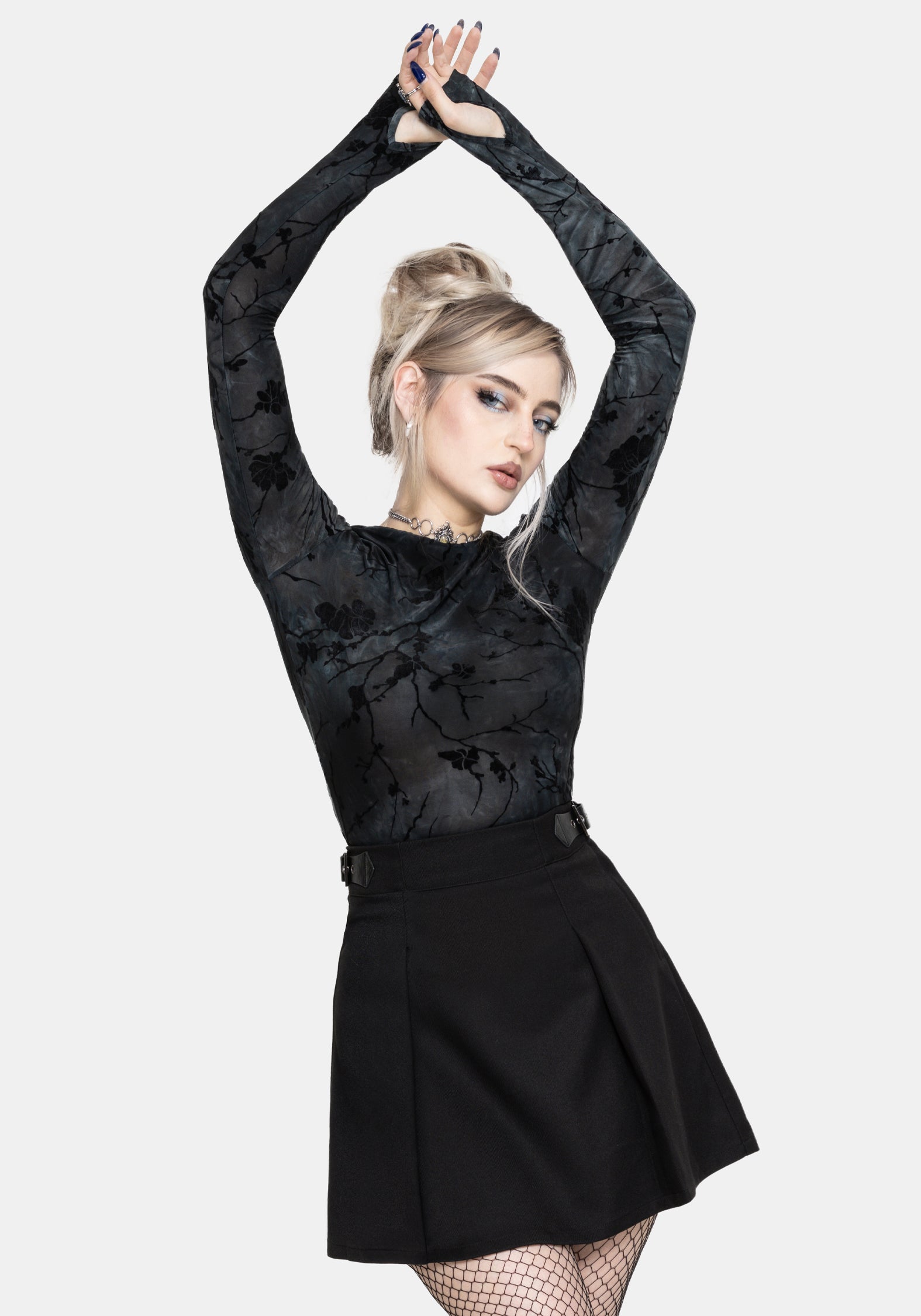 Nightingale Black Pleated Mini Skirt