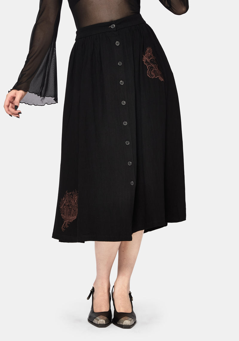 Hexborn Baba Yaga Embroidered Midi Skirt