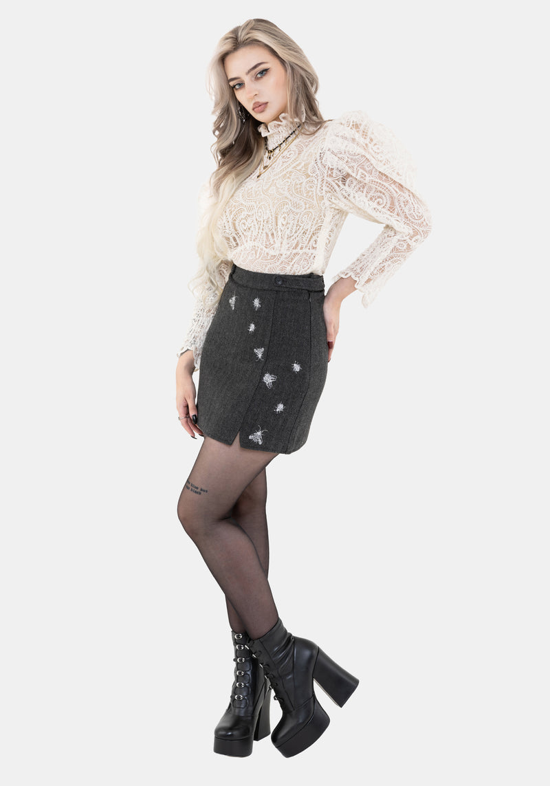 Chrysina Beetle Sequin Embellished Pleated Mini Skirt