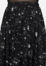 Comet Celestial Printed Handkerchief Hem Midaxi Skirt