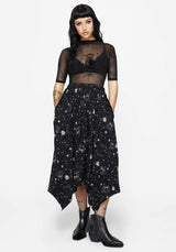 Comet Celestial Printed Handkerchief Hem Midaxi Skirt